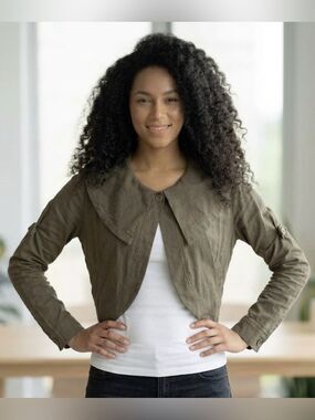 Sunlight Made in France Avant Garde Olive/Taupe Crop Jacket Back Pleat Small
